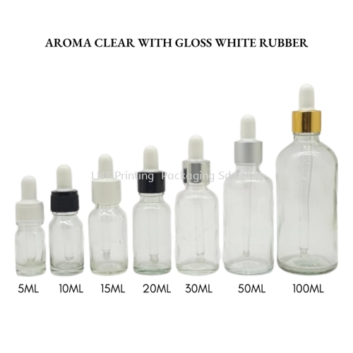 Aroma Clear Bottle with Dropper Gloss White Rubber 