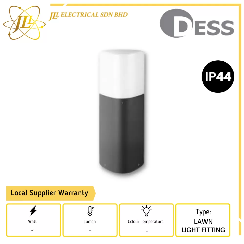 DESS GLESP-GL11304 100-240VAC IP44 E27 DARK GREY OUTDOOR LAWN/BOLLARD LIGHT FITTING ONLY