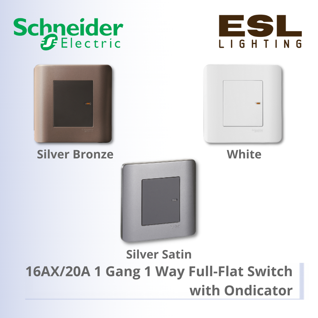 [DISCONTINUE] SCHNEIDER ZENcelo Series 16AX/20A 1 Gang 1 Way Full-Flat Switch with Ondicator E8431_1_WE_G11 E8431_1_SZ_G11 E8431/1_SA