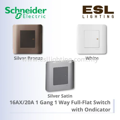 SCHNEIDER ZENcelo Series 16AX/20A 1 Gang 1 Way Full-Flat Switch with Ondicator E8431_1_WE_G11