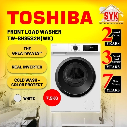 SYK Toshiba Inverter Front Load Washing Machine 7.5kg TW-BH85S2M Mesin Basuh Auto Automatik Mesin Cuci Baju