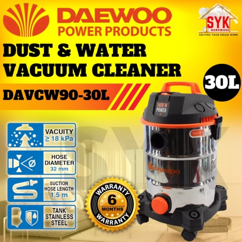 SYK Daewoo DAVC/DAVCW90-30L 30L 1400W Corded Wet and Dry Vacuum Cleaners Floor Care Appliances Heavy Duty Penyedut Habuk