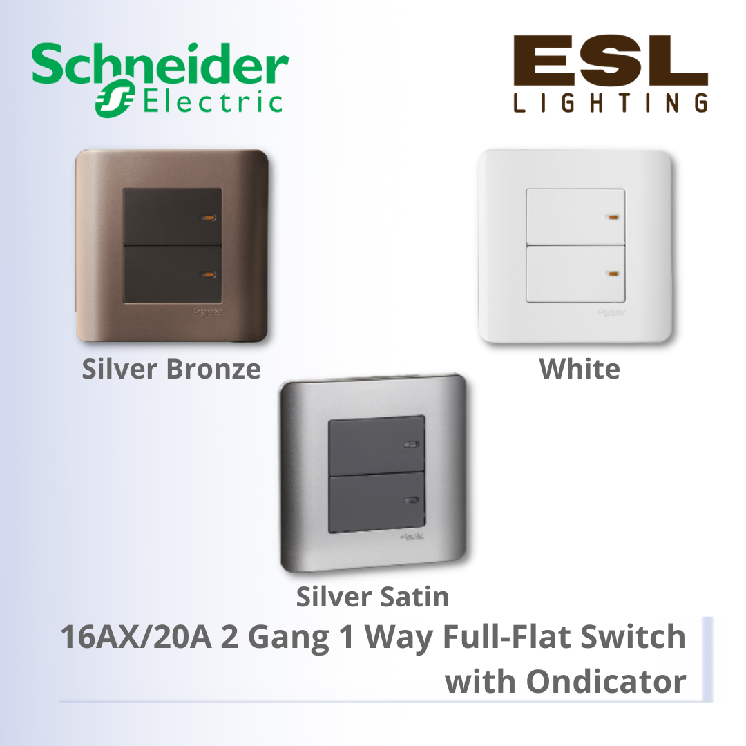 [DISCONTINUE] SCHNEIDER ZENcelo Series 16AX/20A 2 Gang 1 Way Full-Flat Switch with Ondicator E8432_1_WE_G11