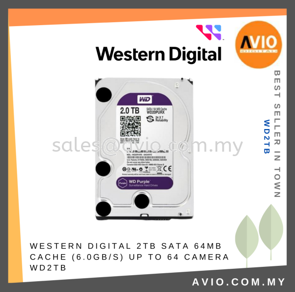 Western Digital WD 2TB 2 TB Purple Surveillance Hard Disk HDD Drive SATA 3.5 Inch 64MB Cache 6.0GB/s WD20PURZ WD2TB HARDISK Johor Bahru (JB), Kempas, Johor Jaya Supplier, Suppliers, Supply, Supplies | Avio Digital