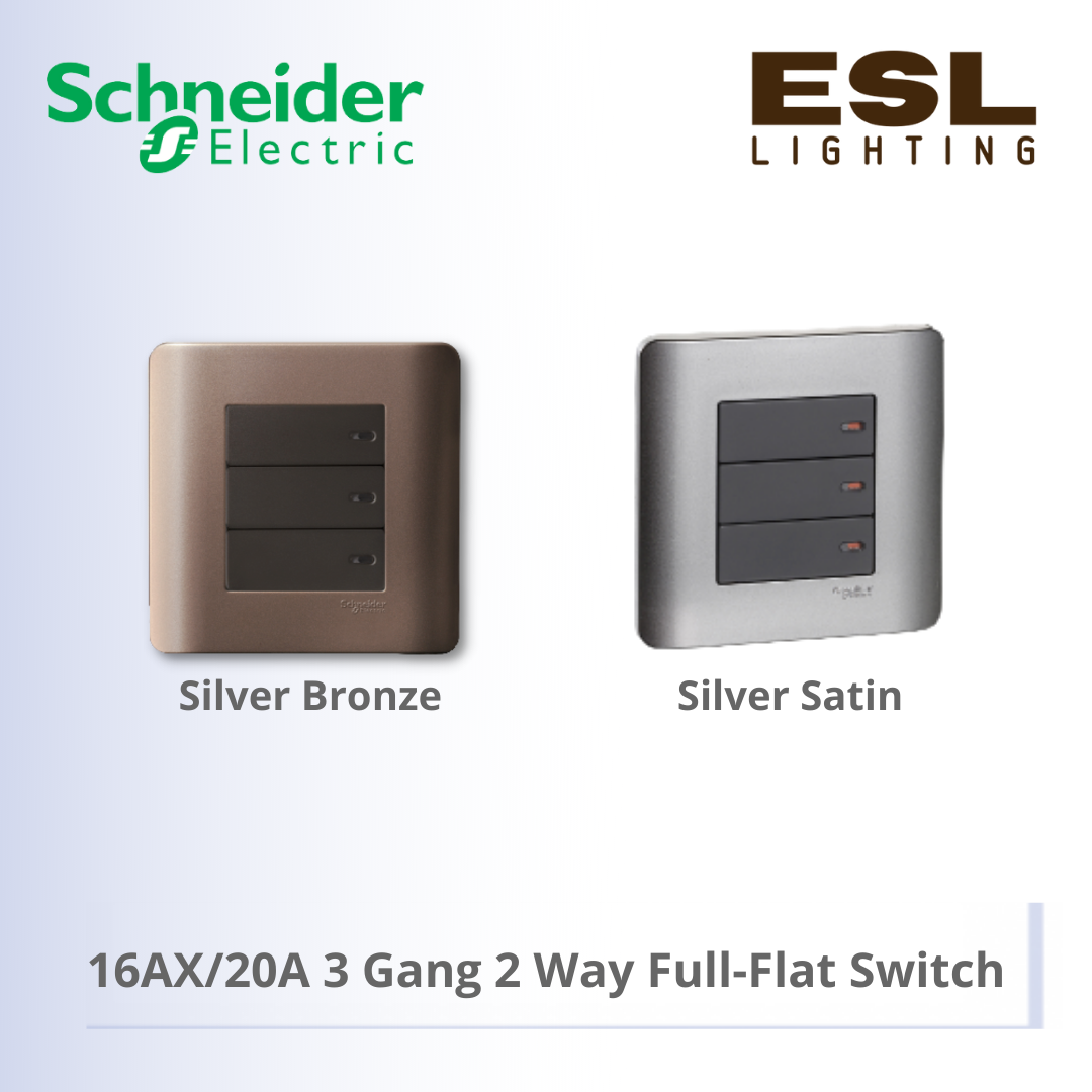 [DISCONTINUE] SCHNEIDER ZENcelo Series 16AX/20A 3 Gang 2 Way Full-Flat Switch E8433_2_SZ 