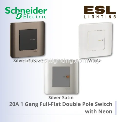 SCHNEIDER ZENcelo Series 20A 1 Gang Full-Flat Double Pole Switch with Neon E8431D20 WE