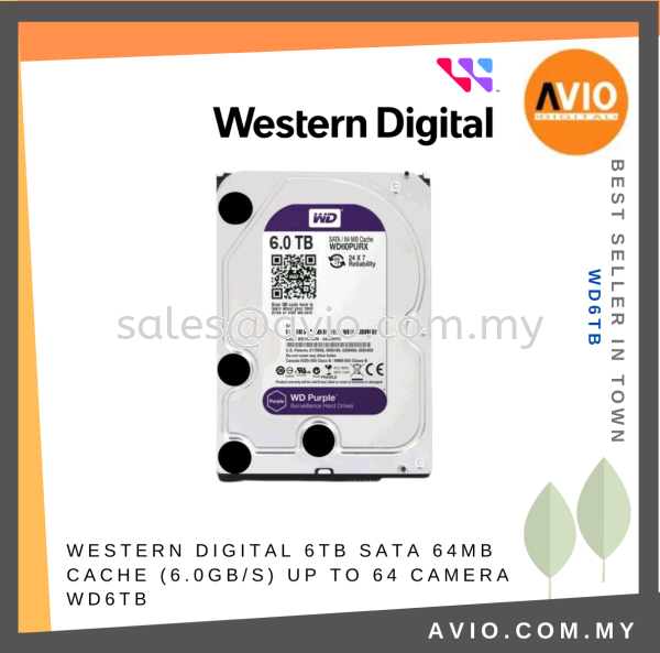 Western Digital WD 6TB 6 TB Purple Surveillance Hard Disk HDD Drive SATA 3.5 Inch 64MB Cache 6.0GB/s WD62PURZ WD6TB STORAGE Johor Bahru (JB), Kempas, Johor Jaya Supplier, Suppliers, Supply, Supplies | Avio Digital