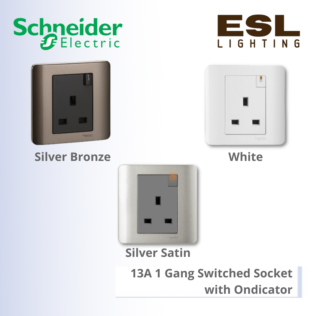 [DISCONTINUE] SCHNEIDER ZENcelo Series 13A 1 Gang Switched Socket with Ondicator E8415_WE_G11 