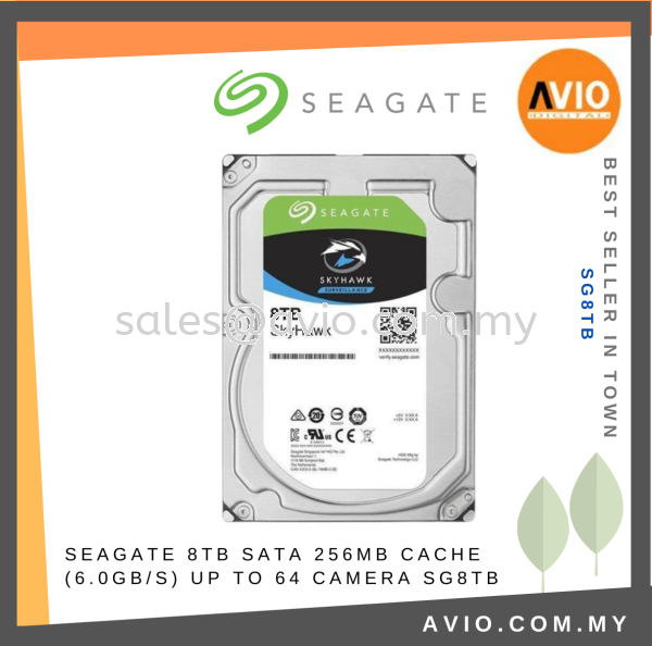 Seagate Skyhawk 8TB 8 TB Surveillance Security Hard Disk HDD Drive SATA 3.5 Inch 256MB Cache 6.0GB/s ST8000VX002 SG8TB STORAGE Johor Bahru (JB), Kempas, Johor Jaya Supplier, Suppliers, Supply, Supplies | Avio Digital