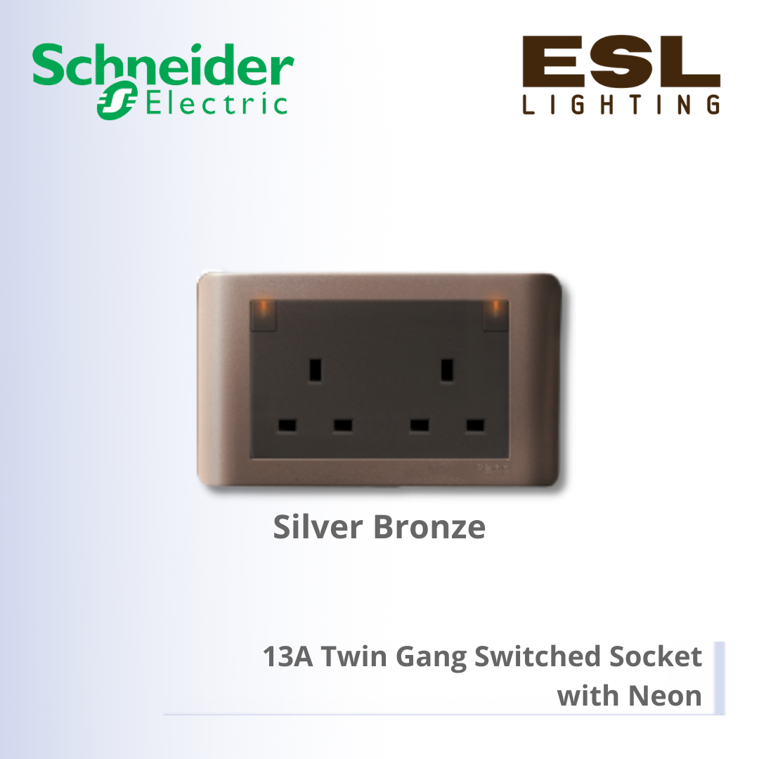 [DISCONTINUE] SCHNEIDER ZENcelo Series 13A Twin Gang Switched Socket with Neon E84T25N SZ