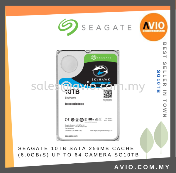 Seagate Skyhawk 10TB 10 TB Surveillance Security Hard Disk HDD Drive SATA 3.5In 256MB Cache 6.0GB/s ST10000VX0004 SG10TB STORAGE Johor Bahru (JB), Kempas, Johor Jaya Supplier, Suppliers, Supply, Supplies | Avio Digital