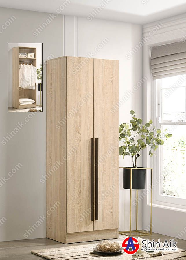 WR92097(KD) (2'ft) Natural Modern Minimalist Space Saving 2-Doors Wardrobe