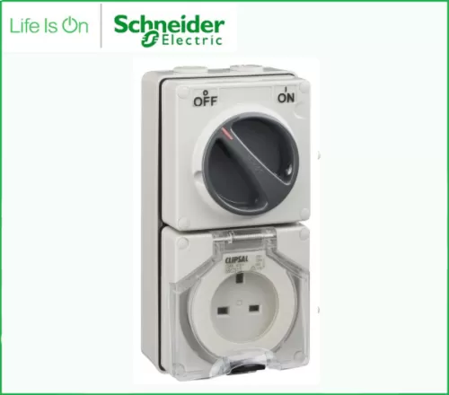 SCHNEIDER CLIPSAL 56C313 13A 250V SURFACE MOUNT SINGLE POLE SWITCHED SOCKET IP56 WEATHERPROOF 56C SERIES