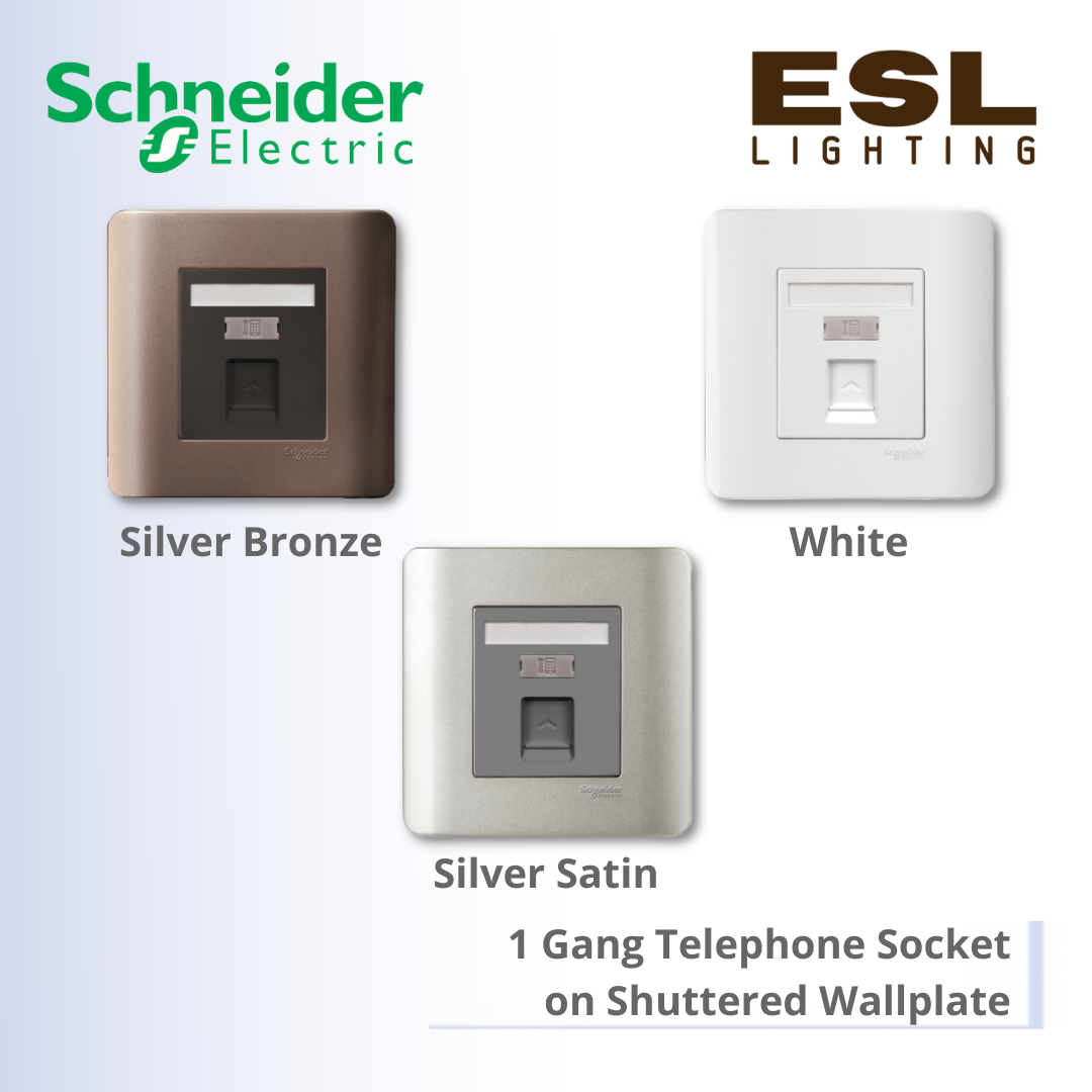 [DISCONTINUE] SCHNEIDER ZENcelo 1 Gang Telephone Socket on Shuttered Wallplate E8431RJS4 WE
