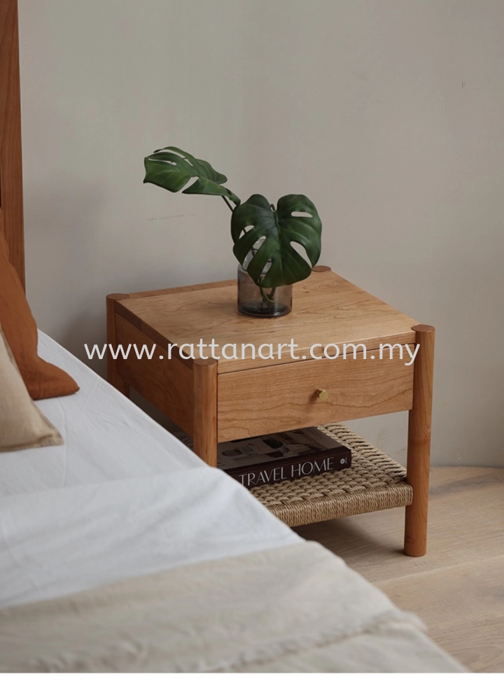 LEVI. WOODEN SIDE TABLE WITH PAPER CORD