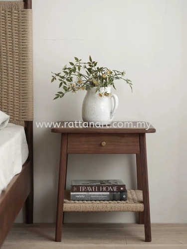 WOODEN SIDE TABLE WITH PAPER CORD