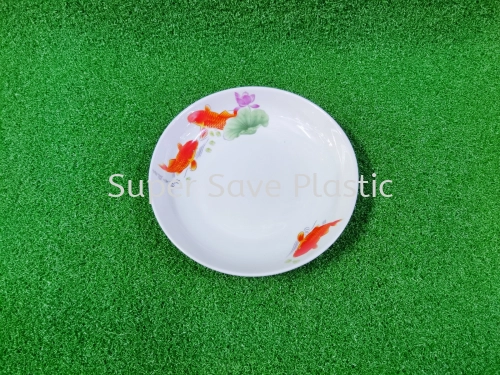 7" RED CARP FISH ROUND RICE PLATE