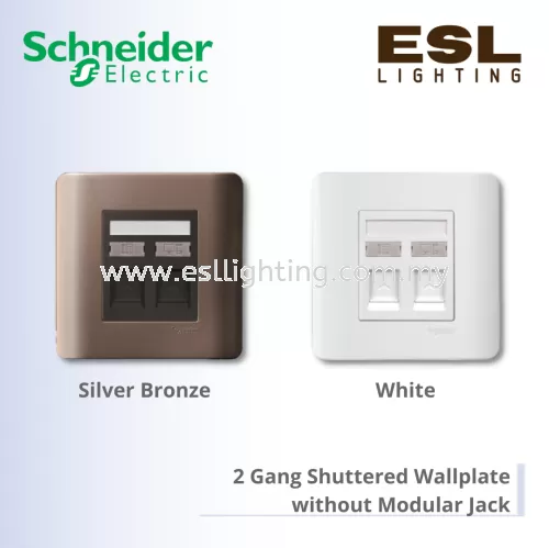 SCHNEIDER ZENcelo 2 Gang Shuttered Wallplate without Modular Jack E8432RJS WE