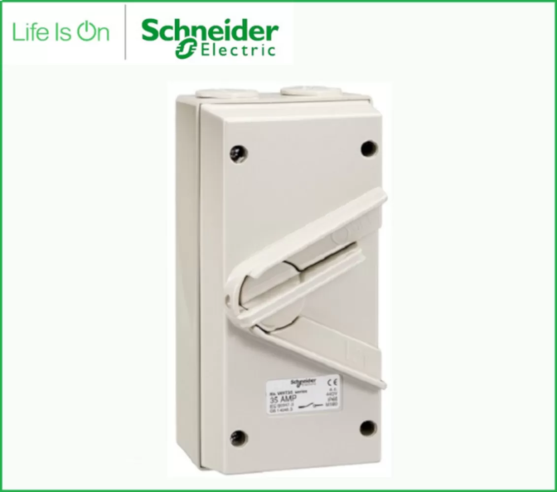 SCHNEIDER KAVACHA WHT20 / WHT35 / WHT63 20A 440V IP66 SURFACE MOUNT TRIPLE POLE ISOLATING SWITCH WEATHERPROOF