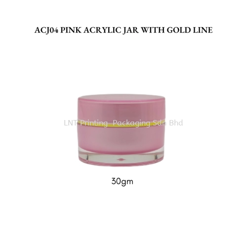 ACJ04 PINK ACRYLIC JAR GOLD LINE