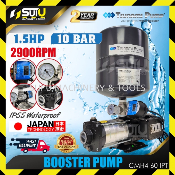 TSUNAMI PUMP CMH4-60IPT / CMH4-60-IPT 1.5HP 10Bar Booster Pump 1.1kW 2900RPM Auto Pump Water Pump Kuala Lumpur (KL), Malaysia, Selangor, Setapak Supplier, Suppliers, Supply, Supplies | Sui U Machinery & Tools (M) Sdn Bhd