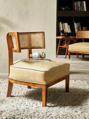 WOODEN LOUNGE CHAIR WITH CUSHION SEAT