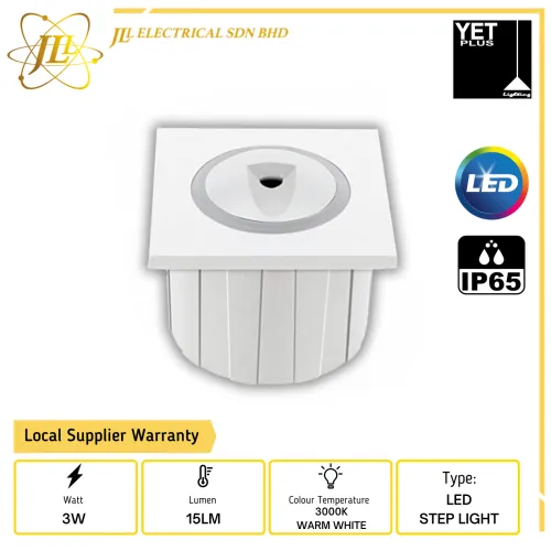 YET OUTDOOR SERIES S55 3W 15LM IP65 3000K WARM WHITE LED STEP LIGHT 