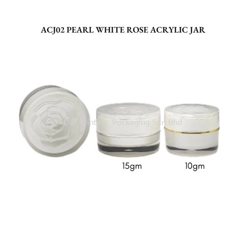 15gm/10gm Pear White Arcylic Jar + Rose Cap