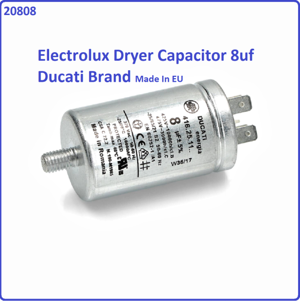 Code: 20808 Electrolux Dryer 8uf Capacitor Ducati with Nut Washer / Dryer Capacitor ICAR Italy Capacitor Parts Melaka, Malaysia Supplier, Wholesaler, Supply, Supplies | Adison Component Sdn Bhd