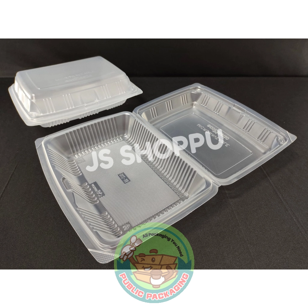 Extra Big Food Box (50pcs+-) BX 210 - Disposable PP Plastic Lunch Box - Chicken Chop Box - BX210