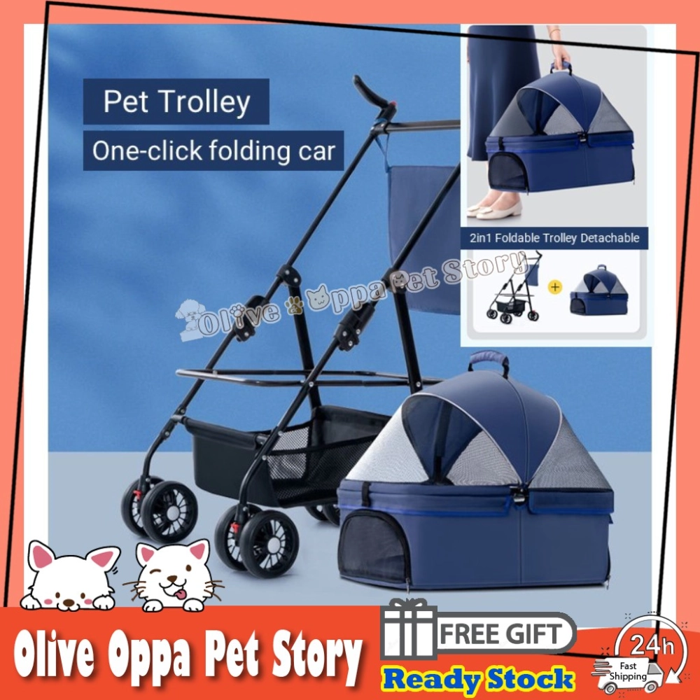 2in1 Foldable Trolley Detachable Pet Trolley Puppy Stroller Cat Stroller Dog Stroller Cat Carriers 