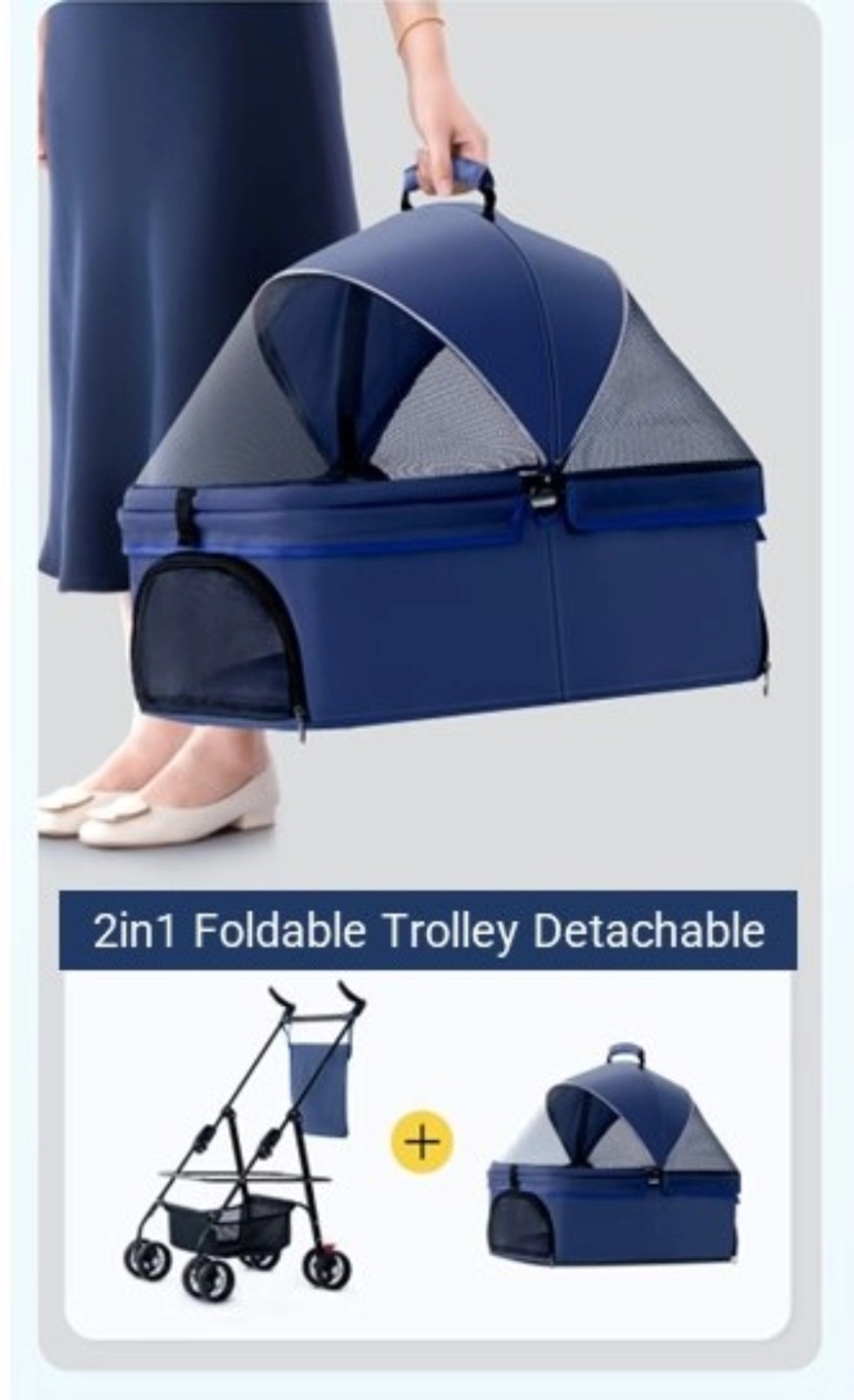 2in1 Foldable Trolley Detachable Pet Trolley Puppy Stroller Cat Stroller Dog Stroller Cat Carriers 