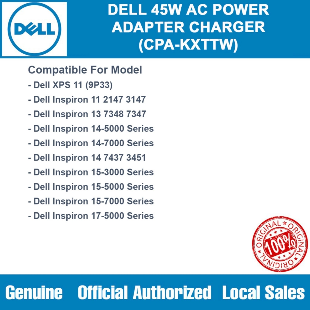 CPA-KXTTW DELL 45W AC Power Adapter Charger for Dell Inspiron 11 13 14 15 17