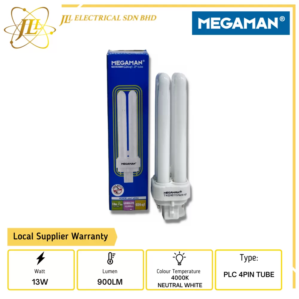 MEGAMAN 13W 900LM 4000K NEUTRAL WHITE 4PIN TUBE PLC OTHER BRAND LIGHTING  Kuala Lumpur (KL), Selangor, Malaysia Supplier, Supply, Supplies,  Distributor | JLL Electrical Sdn Bhd