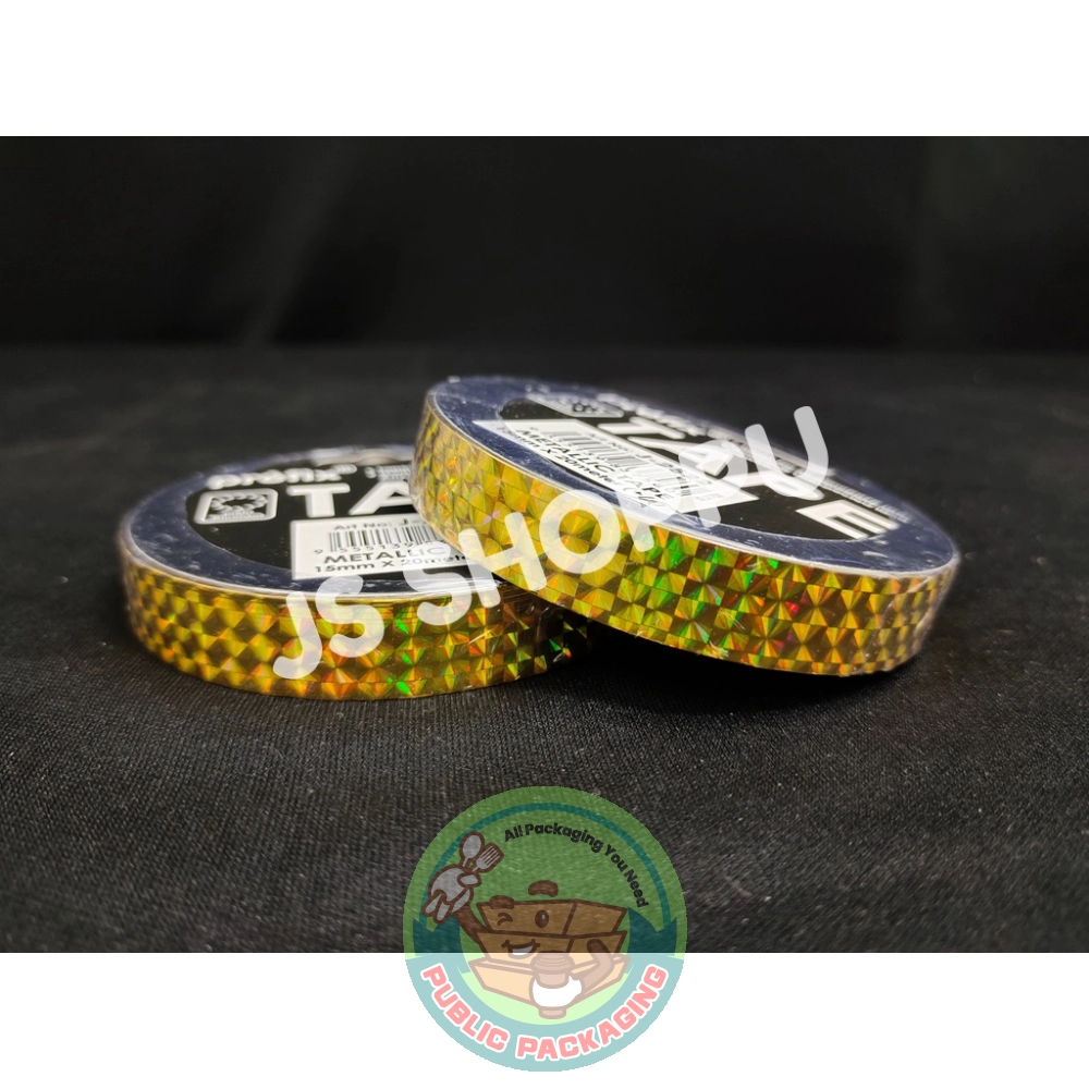 Gold Tape / Laser Tape / Foil Tape / Biscuit Tape / Metallic Cellphone Tape 15mm (W) x 20meter (L)