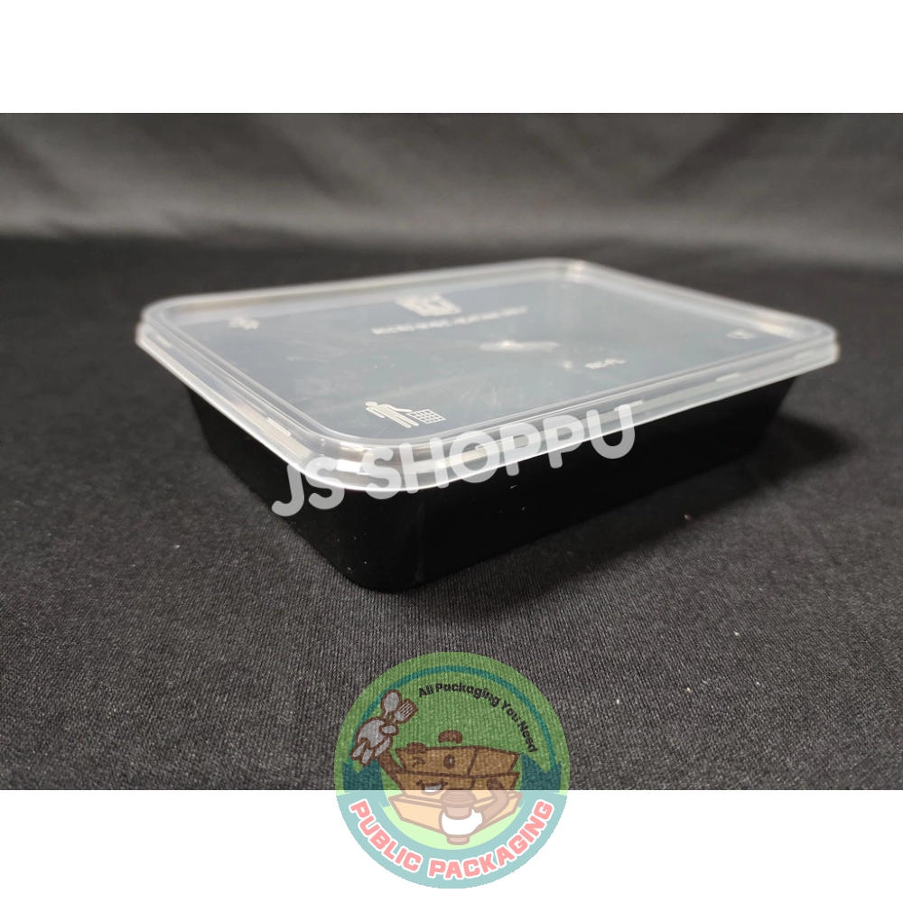 500 650 750 1000 ml Rectangular Disposable Plastic Food Container (50sets+-) Bekas Makan Hitam / Black Food Box