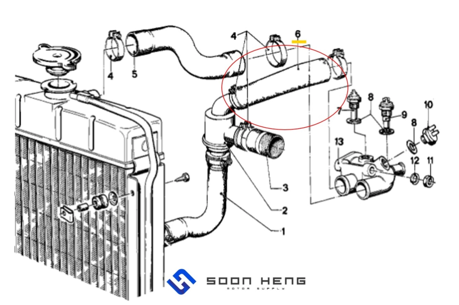 BMW E21, E12 and 1502 - 2002tii - Coolant Hose (Original BMW)