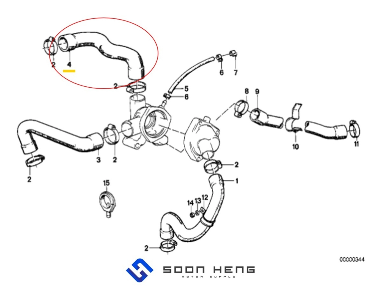 BMW E21 and E28 with Engine M20 - Coolant Hose (Original BMW)