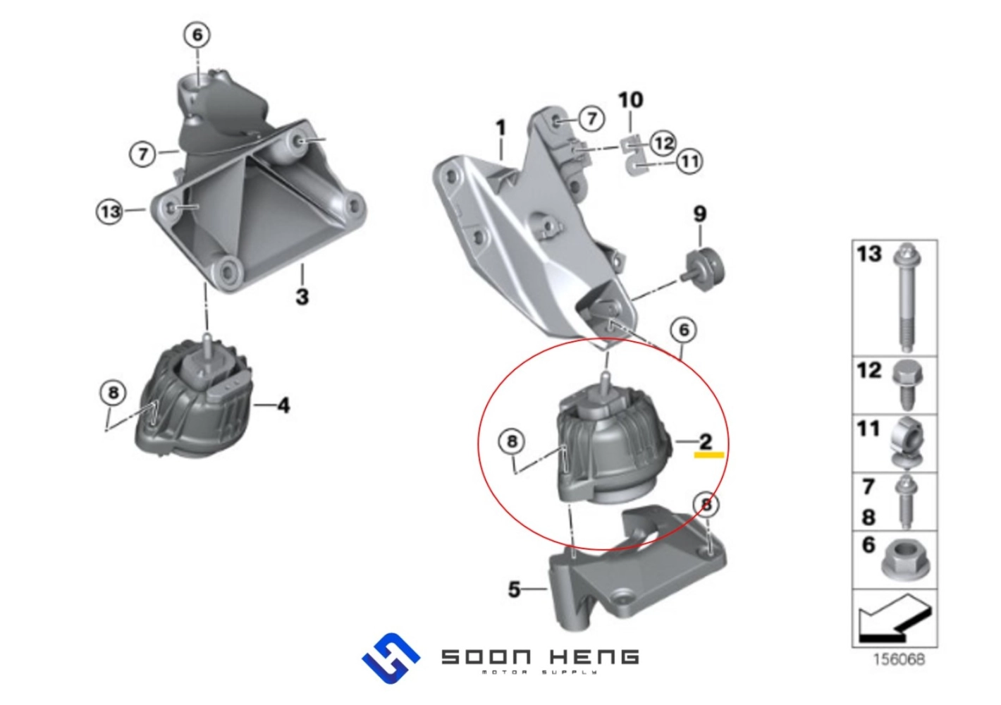 BMW E60, E61, E63 and E64 - Left Engine Mounting (HUTCHINSON)