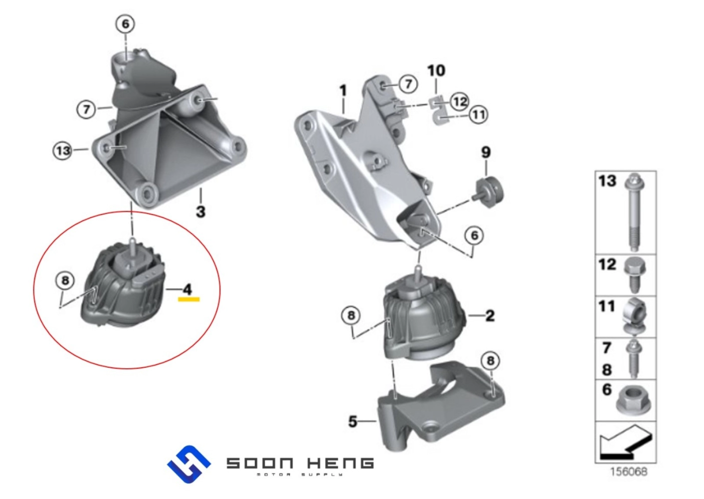 BMW E60, E61, E63 and E64 - Right Engine Mounting (HUTCHINSON)