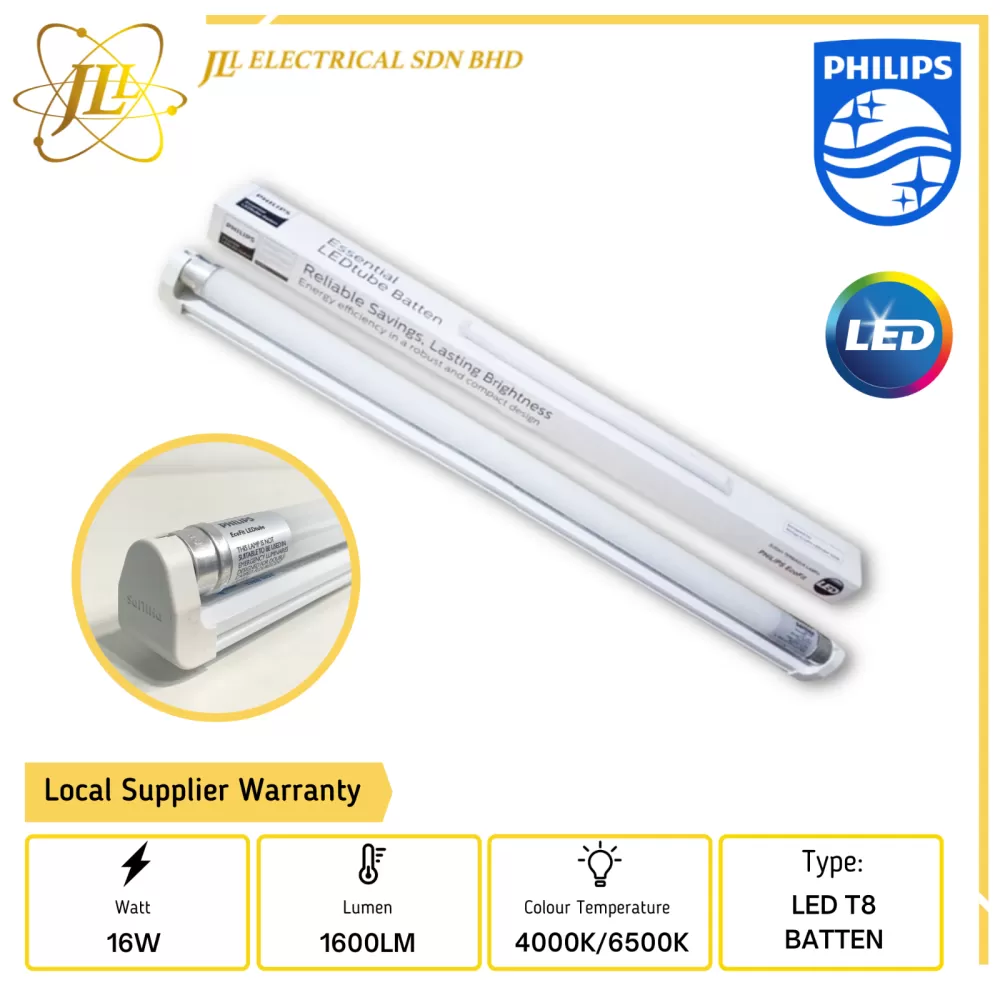 PHILIPS ESSENTIAL LEDTUBE BATTEN BN010C 1XTLED 16W 220-240V 1600LM 4FEET 911401848497 [4000K/6500K]