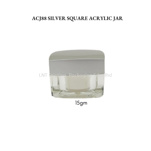 ACJ88 SILVER SQUARE ACRYLIC JAR