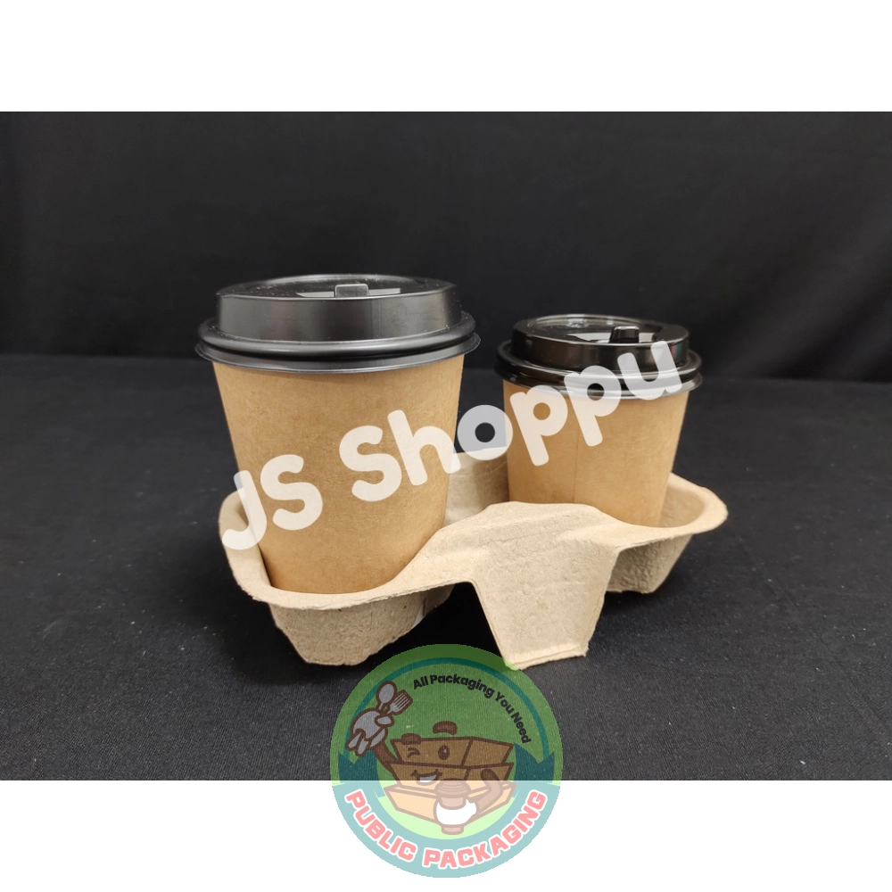 Paper Cup Holder (50pcs卤) / 2 cups Disposable Pulp Plastic Holder/ Molded Paper Cup Tray /