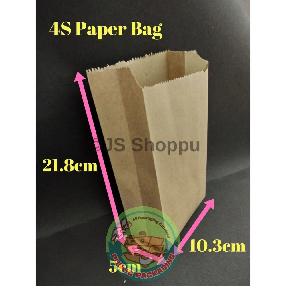 4S Paper Bag (100pcs+-) / Beg Kertas Coklat / Putih / Goodies Bag / Gift Bag / Kraft Bag