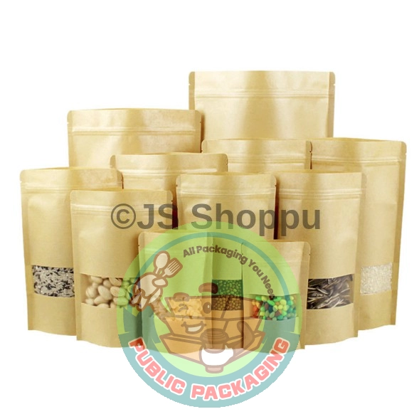 Brown Kraft Paper Zipper Bag / Zip Lock Bag / Ziplock Stand Up Bag / Kraft Paper Packaging Bag / stand Zip