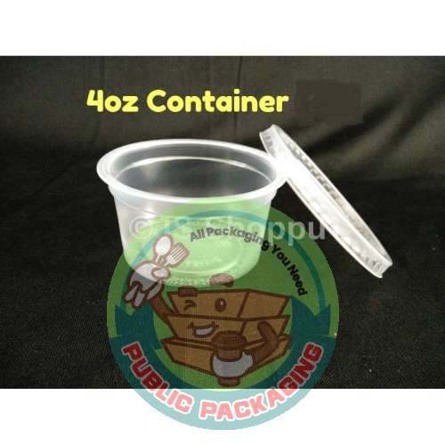 4oz Round Container (100pcs卤) / Disposable Plastic Food Container / Bekas Dadih / Jelly / Jeli