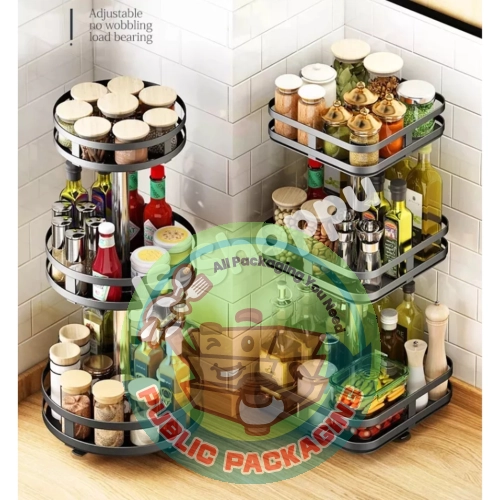 Kitchen Rotate Rack Round / Spice Rack / Rak Pusing / Storage Rack / Rak Dapur / 旋转架子 / 调料架