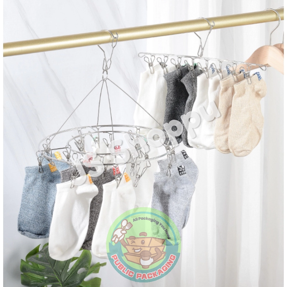Stainless Steel Cloth Socks Windproof Hanger / Penyidai Penyangkut Baju /  不锈钢衣夹架 Packaging Hygienic Products Perak, Malaysia, Ipoh, Batu Gajah,  Kampar Supplier, Wholesaler, Supply, Supplies