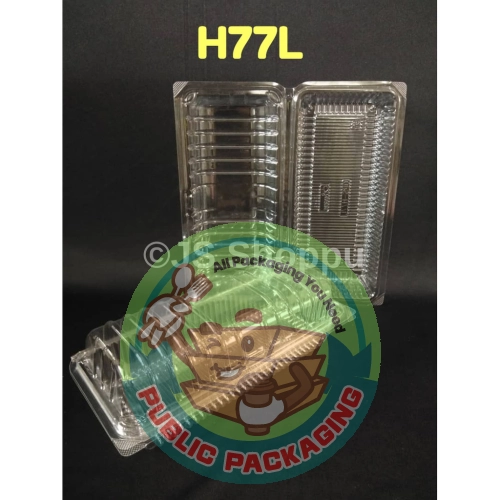 OPS-H77L - BX Plastic Tray with Lock (100pcs卤) Bakery Disposable Clear Food Box - Swiss Roll Cake Box - H77L