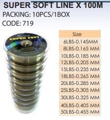 SUPER SOFT LINE X 100M (10PCS PER 1BOX) 719 Fishing Line Penang, Malaysia, Bukit Mertajam Supplier, Importer, Supply, Supplies | Oceantac Sdn Bhd